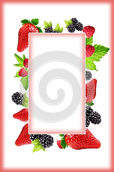 Berries, wild berries, berry frame, greeting card template, place for text