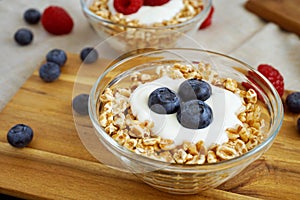 Berries Yogurt And Spelt Flakes Healthy Breakfast