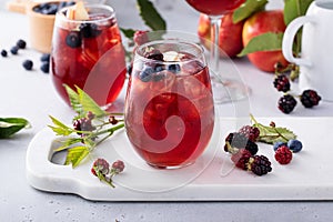 Berry and apple red vine sangria, refreshing summer drink