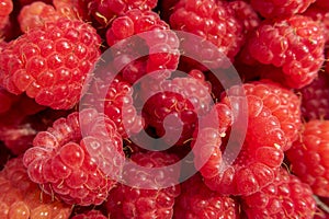 Berry Background. Fresh raspberries. Close-up. Healthy dessert