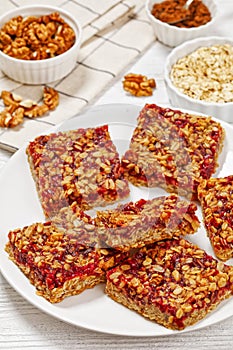 Berry Bars with Rolled Oat and Nut Topping