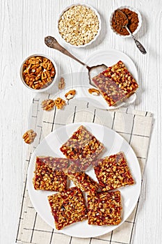 Berry Bars with Rolled Oat and Nut Topping