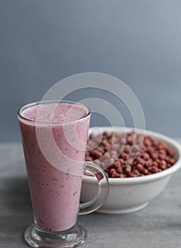 Berry cocktail, smoothie, healthy sea buckthorn breakfast photo
