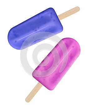 Berry cream popsicles isolated