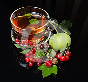 berry cuts on black background