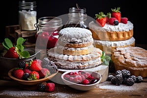 Berry dessert background homemade sweet food fruit tasty delicious sugar red cake pastry