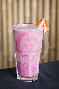 Berry Fruit shake with a heart shaped piece of watermelon