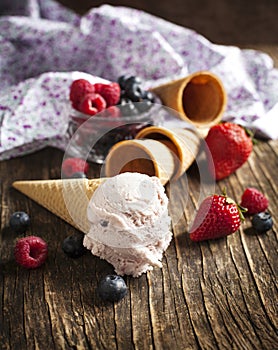 Berry ice cream cone