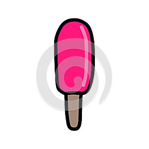 Berry ice cream hand drawn vector icon logotype in cartoon comic style