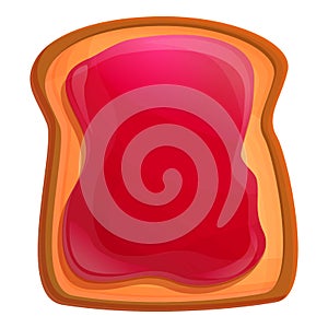 Berry jam toast icon, cartoon style