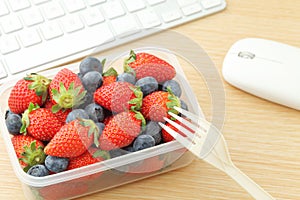 Berry mix lunch box at office