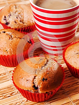 Berry muffins with coffee