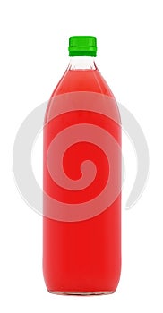 Berry red drink in a plastic bottle