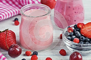 Berry smoothie, healthy summer detox yogurt drink, diet or vegan