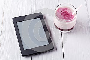 Berry smoothie with yogurt and eBook