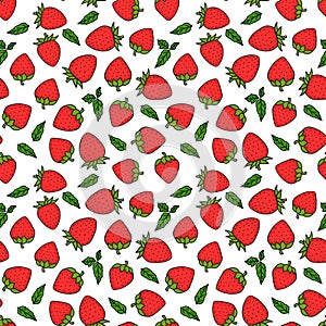 Berry Strawberry Seamless pattern texture. Red colors Vector handdrawn illustration Surface summer design isolated on
