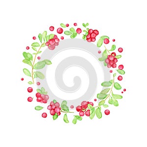 Berry wreath with cowberry, cranberry or lingonberry