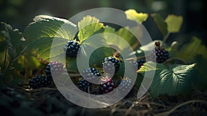 Berrylicious Delights, Savoring the Sweet and Tart Flavors of Wild Blackberries. Generative AI