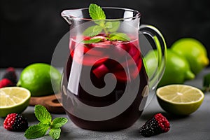 Berrylicious Refreshment. Fresh and Flavorful Jug Drink with Colorful Berries with copy space