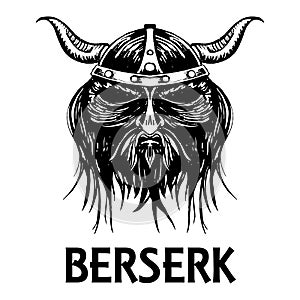 Berserk or berserker warrior head vector icon