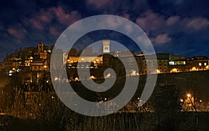 Bertinoro, Forli-Cesena, Emilia-Romagna, Italy: night landscape of the ancient hill town