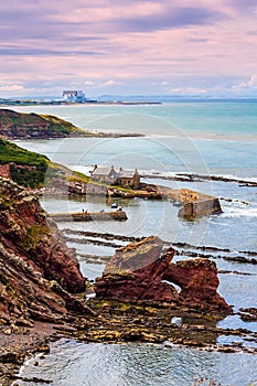 Berwickshire Coastal Path, view on the Cove Bay, Scotland, UK