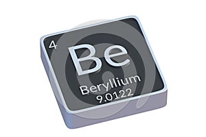 Beryllium Be chemical element of periodic table isolated on white background