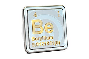 Beryllium Be, chemical element sign. 3D rendering