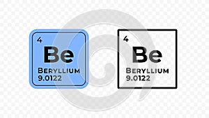 Beryllium, chemical element of the periodic table vector