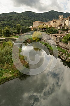 Besalu village and Fluvia river