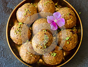 Indian sweets- Besan laddoo top view