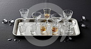 Besides the bottles there are a set of round spectacles crystal