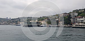 Besiktas and the ships, the pearl of the Bosphorus, one of the most beautiful districts of Istanbul photo