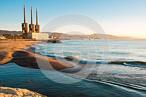 Besos river estuary landscape of badalona with photo