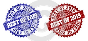 BEST OF 2019 Blue and Red Rounded Stamps with Corroded Surfaces