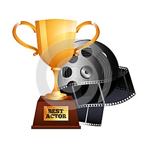 Best actor gold trophy cup award reel film movie