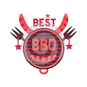 Best BBQ grill funny flat hand drawn vector color icon