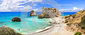 Best beaches of Cyprus island - beautiful Petra tou Romiou, famous as a birthplace of Aphrodite
