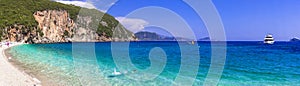 Best beaches of Epirus, Greece. Panorama of Lichnos