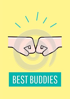 Best buddies greeting card with color icon element