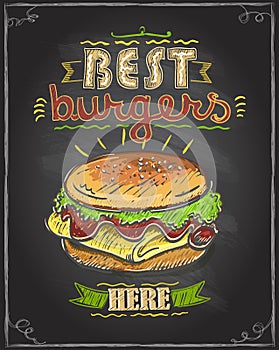 Best burgers here chalkboard menu design