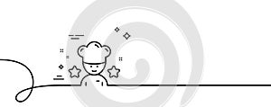 Best chef line icon. Stars ranking sign. Continuous line with curl. Vector