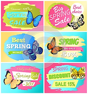 Best Choice Big Spring Sale Labels Set Butterflies