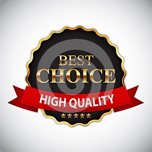 Best Choice Golden Label with Ribbon Vector Illustration