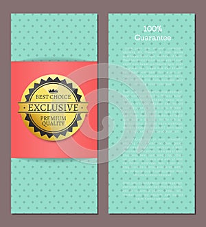 Best choice golden label, vector template for double-sided postcard premium quality reward