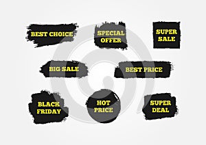 Best Choice, Hot Price, Black Friday, Special Offer, Super Deal, Big Sale. Signs to attract customers.