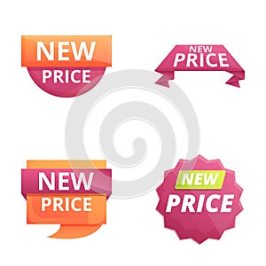 Best choice icons set cartoon vector. New price web tag, banner and corner