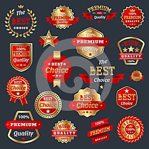 Best choice and premium quality product badges guarantee sign label best symbol medal collection certificate warranty photo