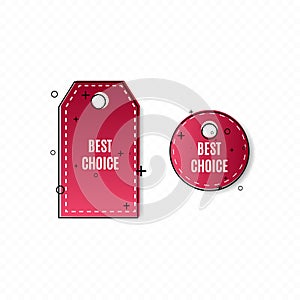 Best choice tags, vector red labels isolated on transparent background. Best choice 3d ribbon banners. Vector geometric