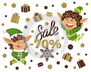 Best Christmas Sale, Elves with Present Boxes